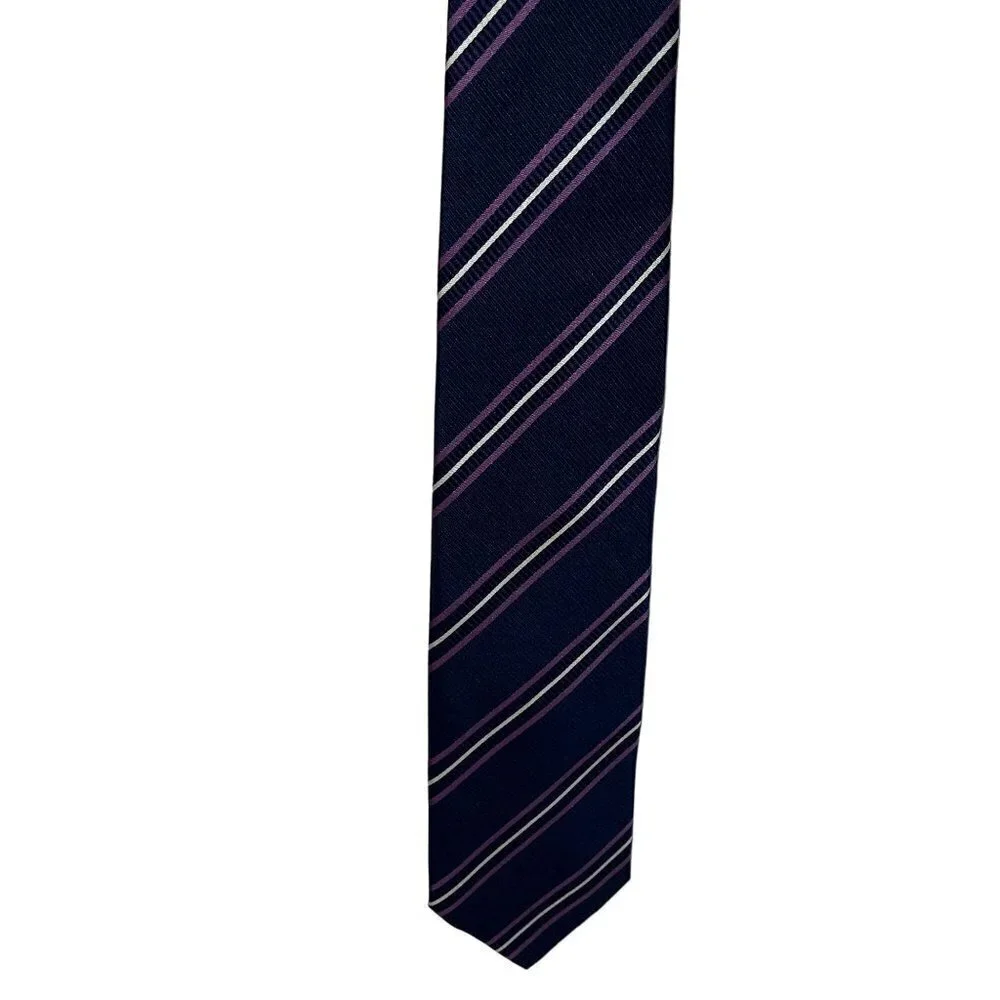 Versace Vintage Mens Neck Tie One Size Blue Lavender White Medusa Silk Logo